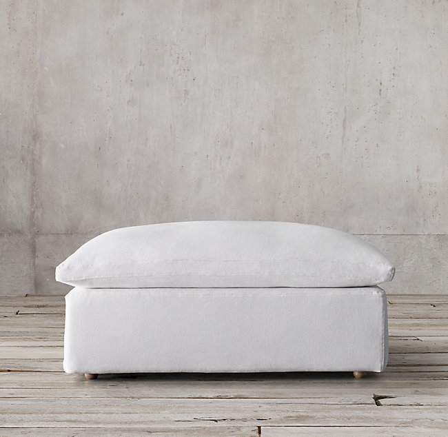 CLOUD MODULAR SLIPCOVERED END-OF-SECTIONAL OTTOMAN - Washed Belgium Linen - Image 1