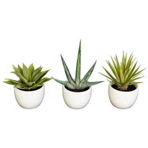 Southwest Mixed Succulent Faux Plants in Pots Set of 3 - Image 0
