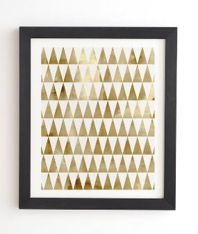TRIANGLE PATTERN GOLD Framed Wall Art - 11" x 13" - Basic Black Frame - With mat - Image 0