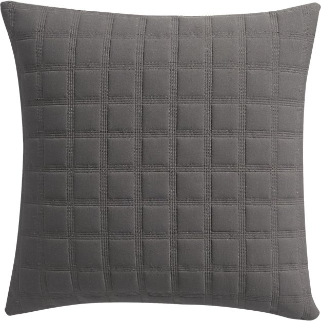 18" quadro quilted grey pillow with down-alternative insert - Image 0