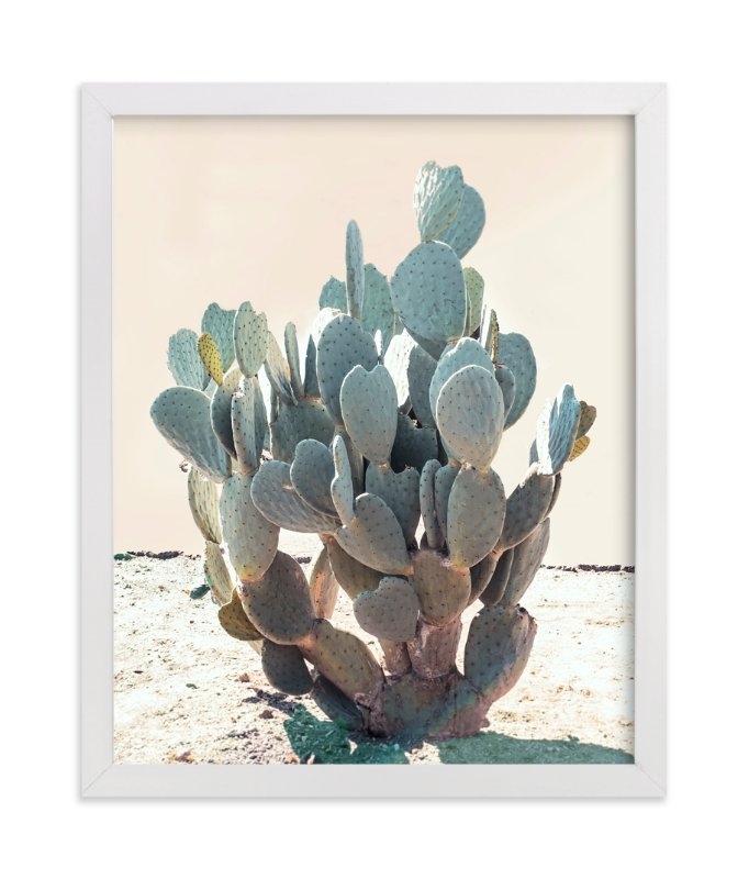 Blue Cactus - 8" x 10" - White Wood Framed - Standard Border - Image 0