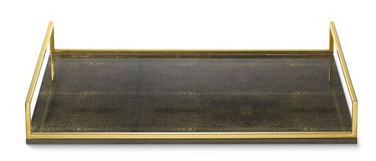 Printed Shagreen and Brass Tray - Image 0