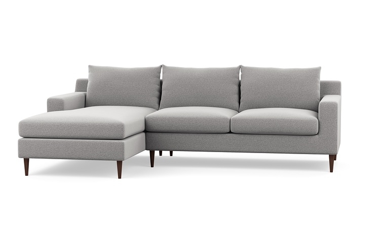 SLOAN FABRIC SOFA WITH LEFT CHAISE, 96" in Ash Performance Felt with Oiled Walnut Tapered Legs - Image 0