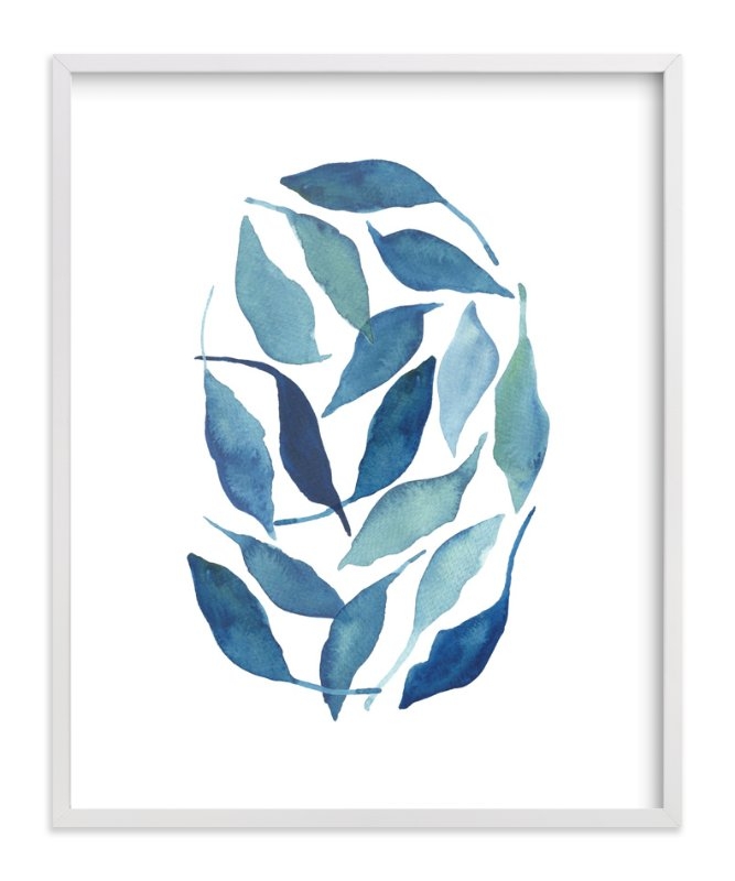 Blue Leaves - 16''x 20"-Framed (White), white border - Image 0