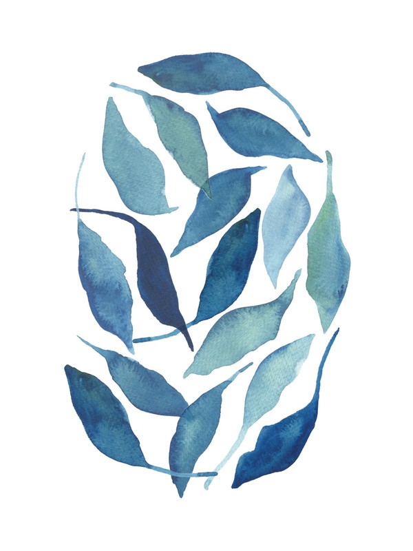Blue Leaves - 16''x 20"-Framed (White), white border - Image 1