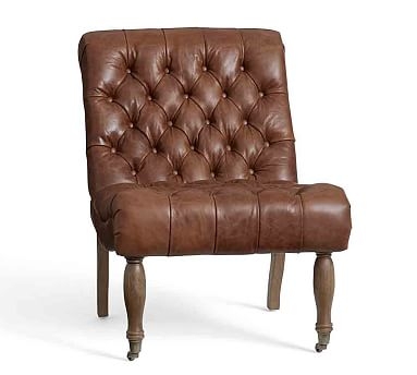Carolyn Tufted Leather Chair, Vintage Brown - Image 0