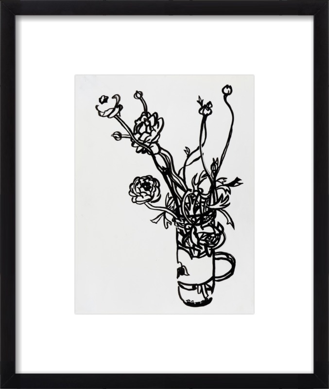 Flowers in a Salsa Jar - 16x19" - Black Wood Frame with Matte - Image 0