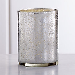 Bubbled Silver Glass Hurricane Candle Holder -6" dia. x 8"H - Image 0