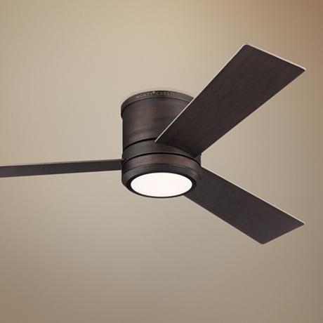 56" Clarity Max Roman Bronze LED Damp Hugger Ceiling Fan - Image 1
