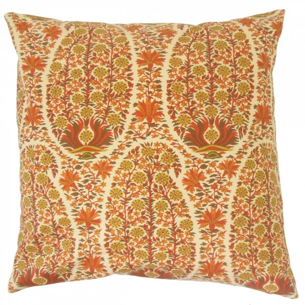 Caliana Floral Pillow Saffron - 18" x 18" - high-fiber polyester insert - Image 0