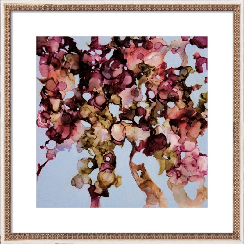 Rain Trees - 24" x 24", Distressed Cream double bead wood frame - Image 0