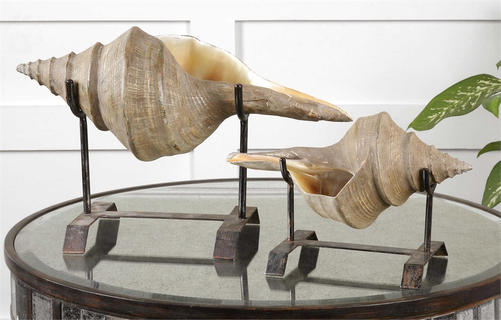 Conch Shell, Sculpture, S/2 - Image 1