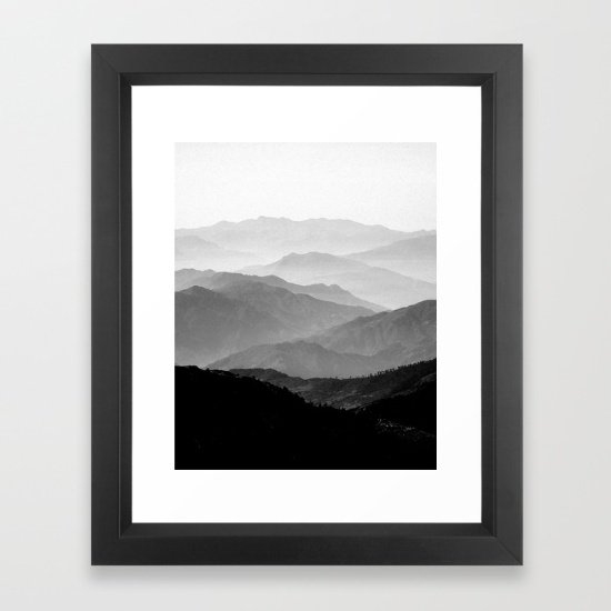 Mountain Mist - Black and White Collection Art Print - Frame 14"x17"- Print 10" x 12" - Scoop Black Frame - Image 0