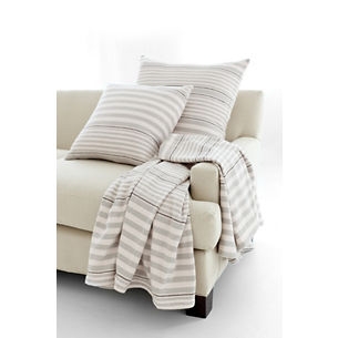 RUGBY STRIPE PLATINUM WOVEN COTTON THROW - Image 0