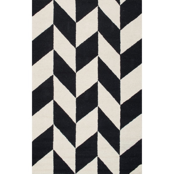 nuLOOM Handmade Mod Tiles Wool Black and White Rug (7'6 x 9'6) - Image 0