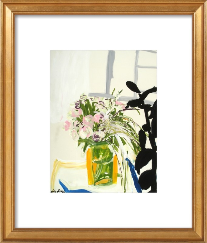 Flowers on a Table - 11x14 - Gold Leaf Wood Frame - Image 0