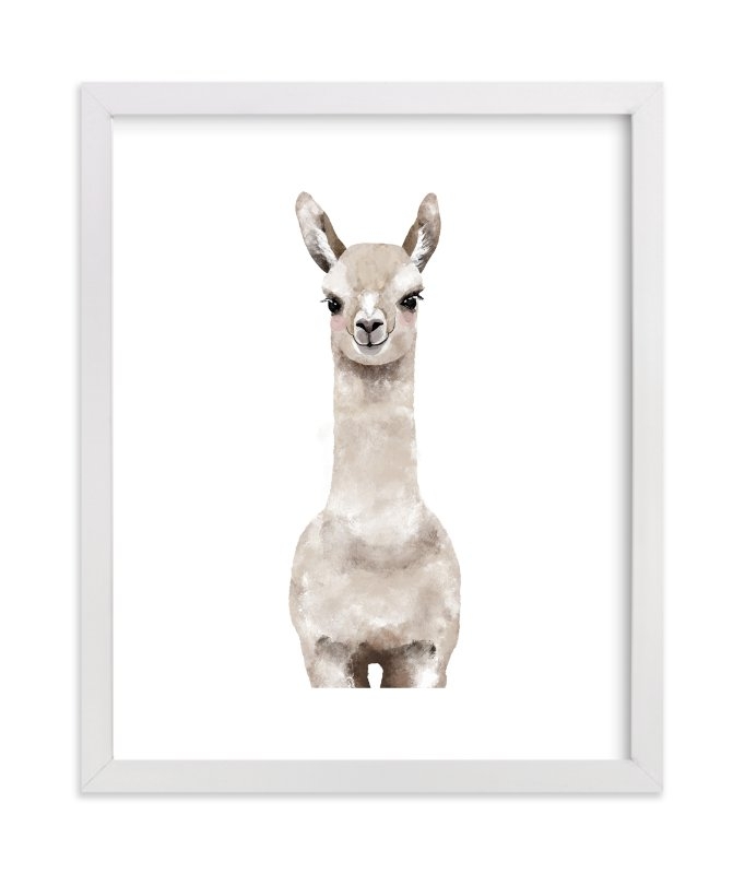 Baby Animal Llama, Framed Art Print, 8x10, White Wood Frame - Image 0