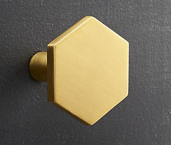 Hex Brushed Brass Know - Gold - Image 0