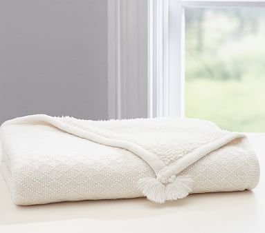 Luxe Knit Sherpa Baby Blanket, Ivory - Image 0