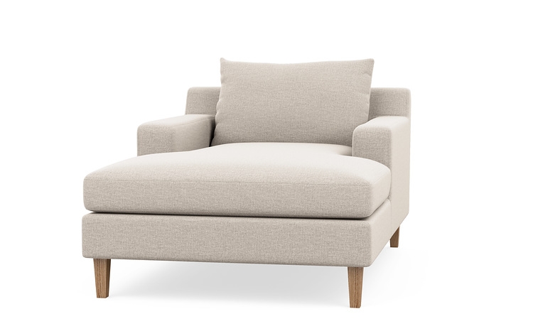 Sloan Chaise  Fabric chaise - 63" - Linen Pebble Weave - Natural Oak Leg - Image 0