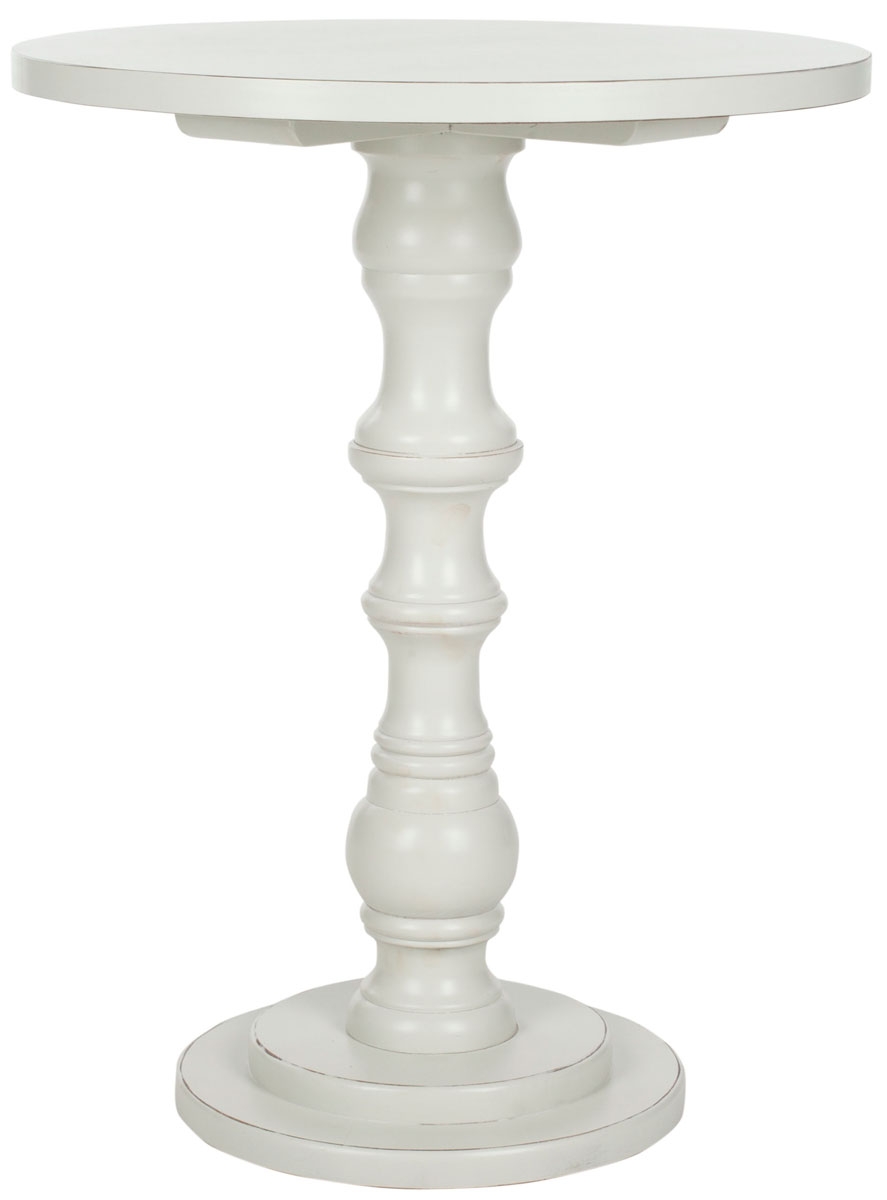 GRETA ROUND TOP ACCENT TABLE- Shady White - Image 0