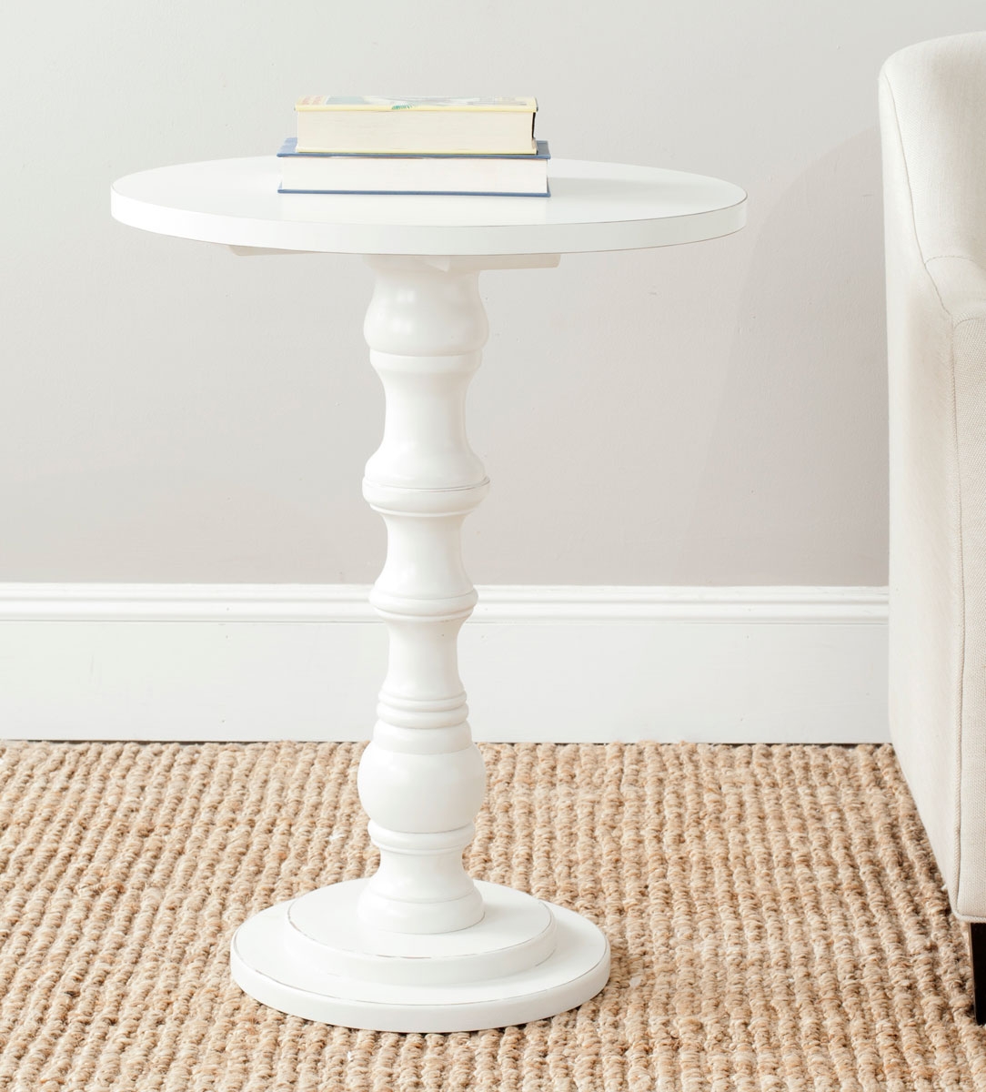 GRETA ROUND TOP ACCENT TABLE- Shady White - Image 2