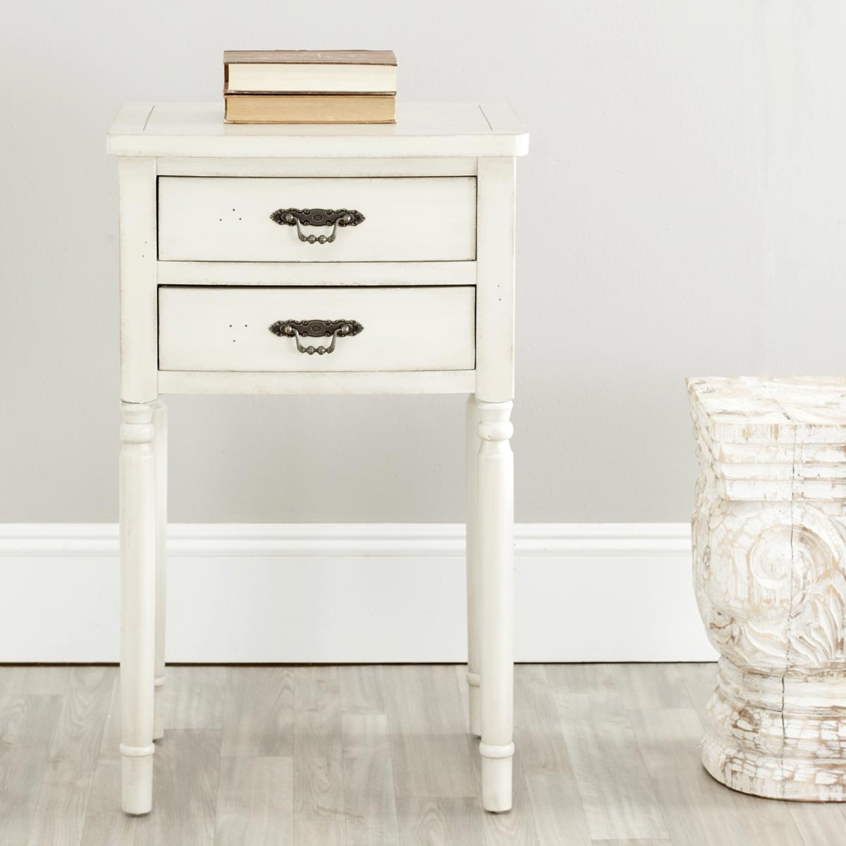 Marilyn End Table With Storage Drawers - White - Arlo Home - Image 1