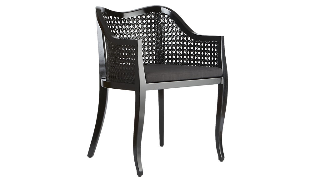 Tayabas black cane side chair with black cushion - Image 0