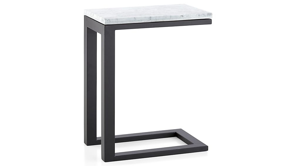Parsons White Marble Top/ Dark Steel Base 20x12 C Table - Image 1