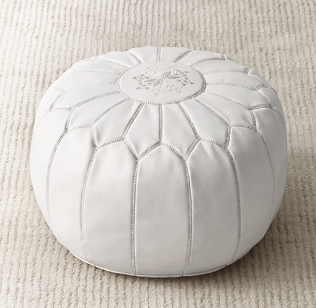MOROCCAN LEATHER ROUND POUF - Image 1