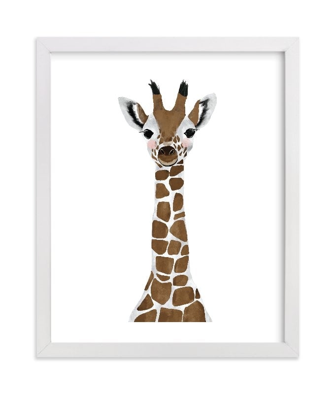 Baby Animal.Giraffe - 8" x 10" - White Wood Frame: Mocha - Image 0