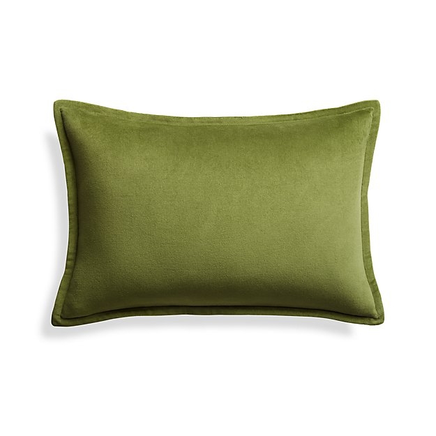 Brenner Leaf Green 18"x12" Velvet Pillow with Feahter-Down Insert - Image 0
