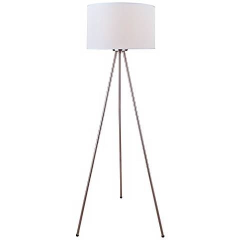 Lite Source Tullio Tripod Polished Steel Floor Lamp white - Image 0