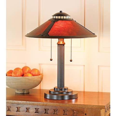 Robert Louis Tiffany 18 1/2" High Mission-Style Mica Shade Accent Lamp - Image 0