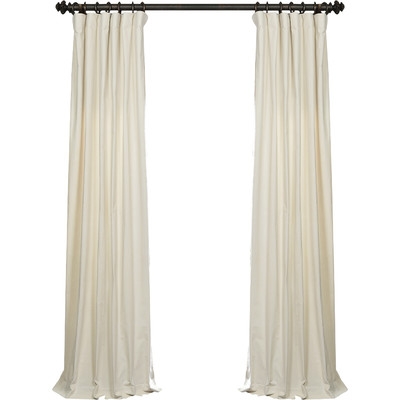 Mikayla Velvet Pole-Pocket Semi-Opaque Single Curtain Panel, Ivory - 50" W x 120" L - Image 1