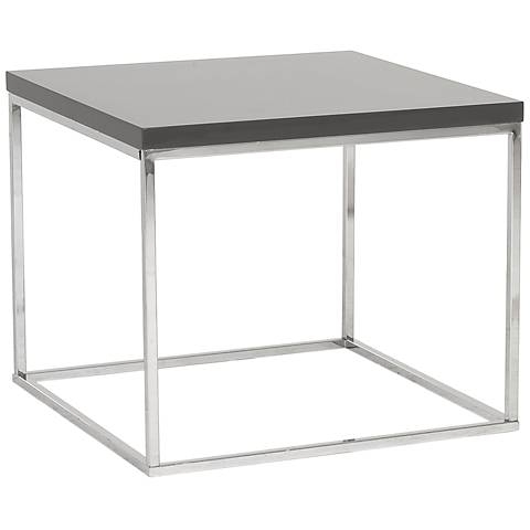 Teresa Square High-Gloss Gray Side Table - Image 0