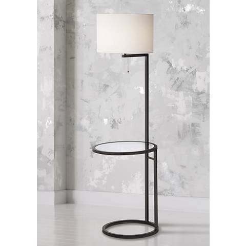 360 Lighting Space Saver 62" High Glass Tray Table Floor Lamp - Image 0