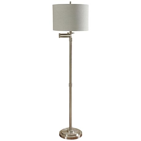 Kasaday Brushed Steel Swing Arm Floor Lamp silver - Image 0