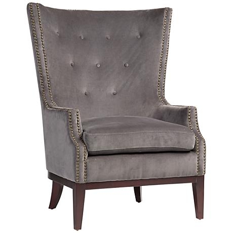 Lillian Gray Velvet Tufted Occasional Chair - Image 0