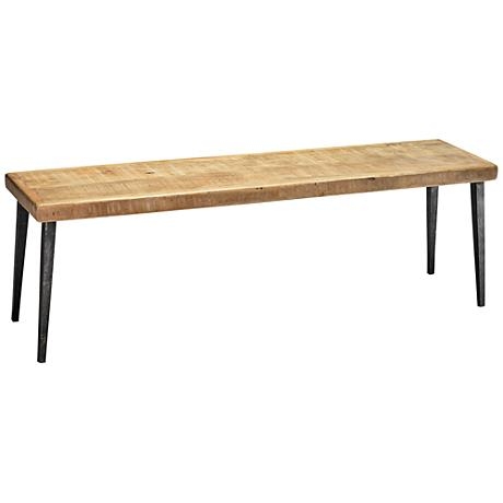 Jamie Young Farmhouse Natural Wood Top Iron Bench - Image 0