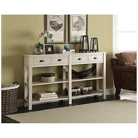 Nathan 60" Wide Cream 4-Drawer Medium Console Table - Image 0
