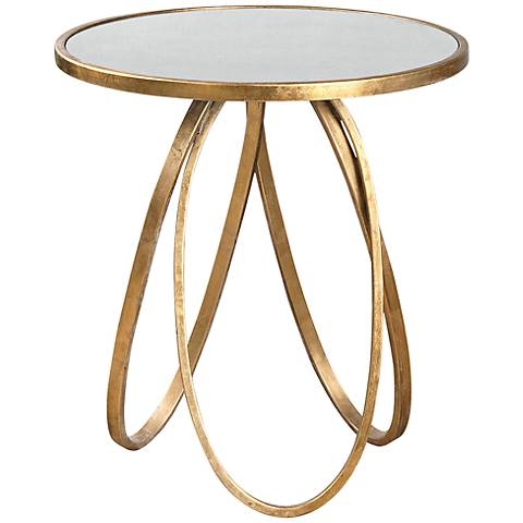 Uttermost Montrez Glazed Gold Leaf Mirror Accent Table - Image 0