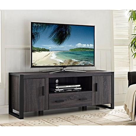 Urban Blend Charcoal Gray Wood 2-Drawer TV Stand Console - Image 0