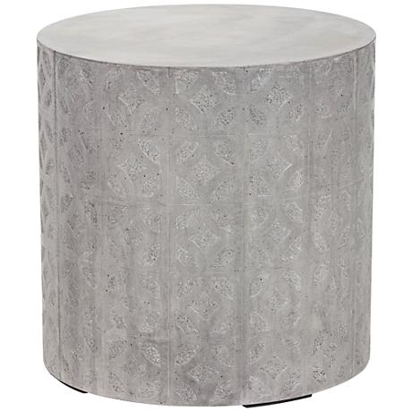 Imani Cement Drum Natural Concrete Indoor-Outdoor Side Table - Image 0