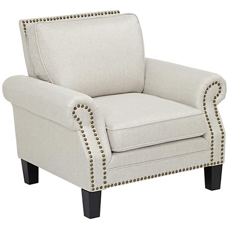 Clyde Park Oslo Linen Nailhead Trim Armchair - Image 0