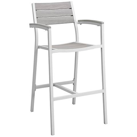 Maine 29" White Light and Gray Outdoor Patio Barstool - Image 0