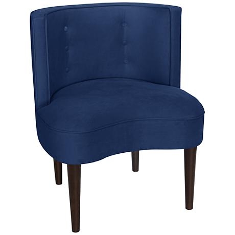 Curve Ball Velvet Blue Fabric Armless Accent Chair navy - Image 0