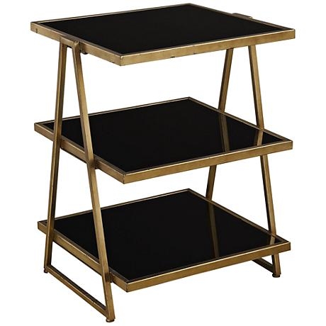 Uttermost Garrity Leaf Accent Table with Black Shelves gold - Image 0