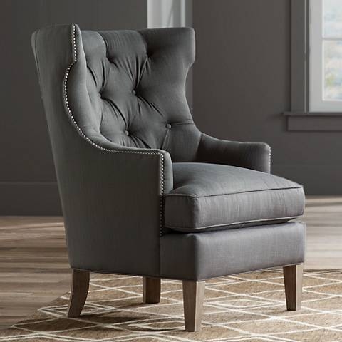 Reese Studio Charcoal High-Back Accent Chair - Image 0
