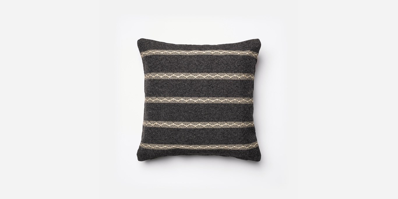 P0052 CHARCOAL / BEIGE Pillow - with poly insert - Image 0